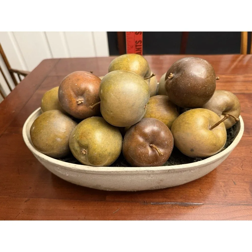 Vintage Realistic Faux Apple Centerpiece Arrangement Golden Russet Fruit Display